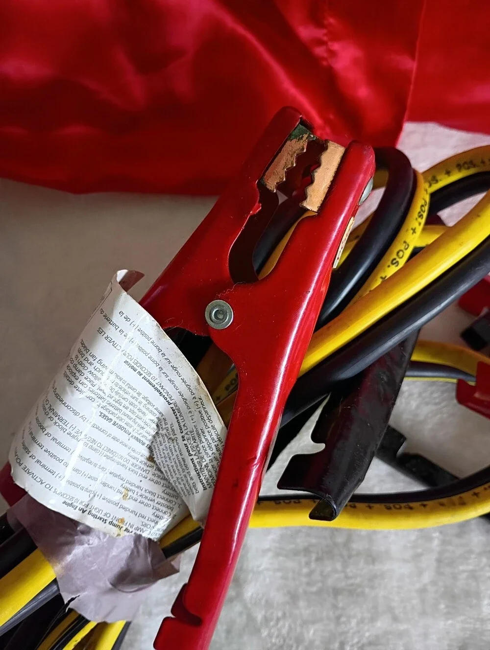Universal Red and Black Jump Start Battery Cables with Yellow Insulated Leads